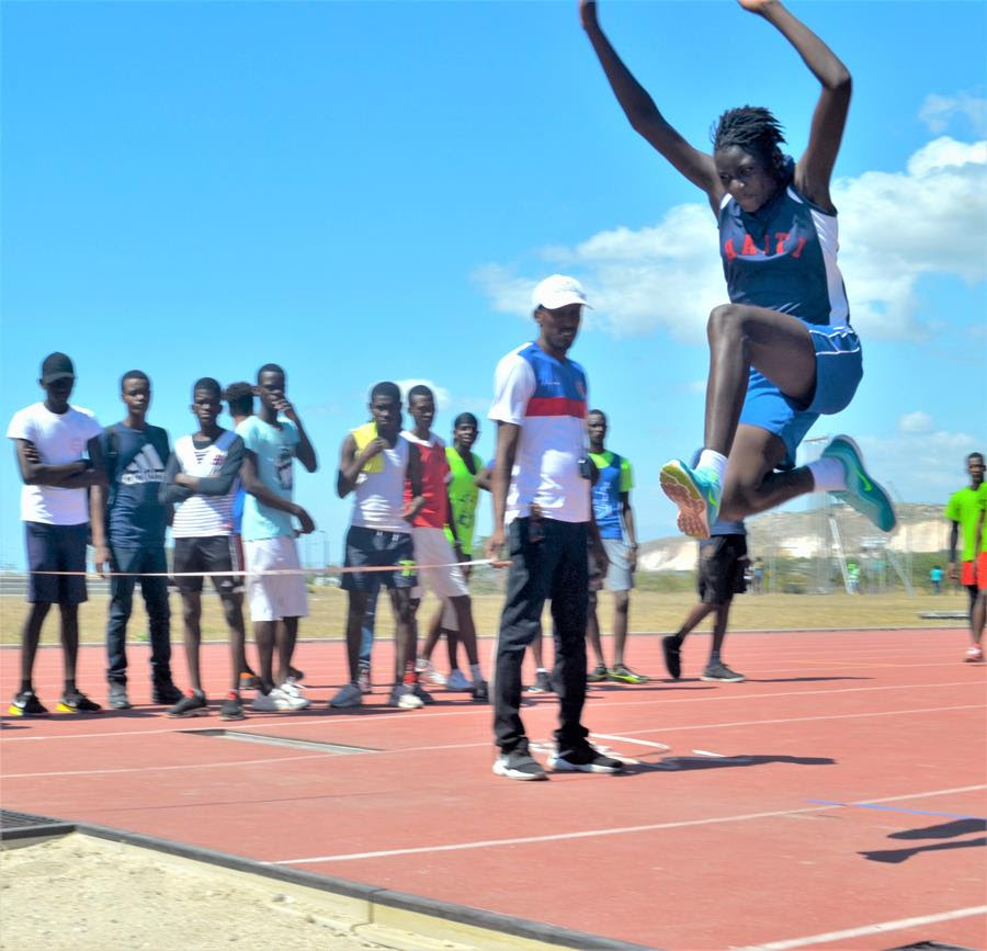 Ophnie at her long jump competition